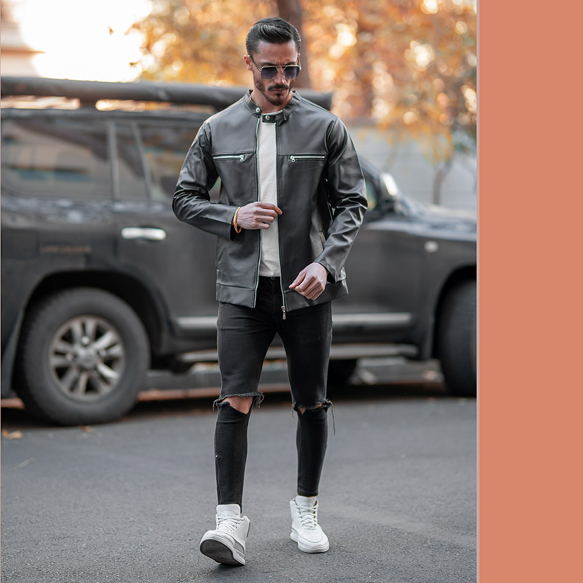 کاپشن چرم jaguar